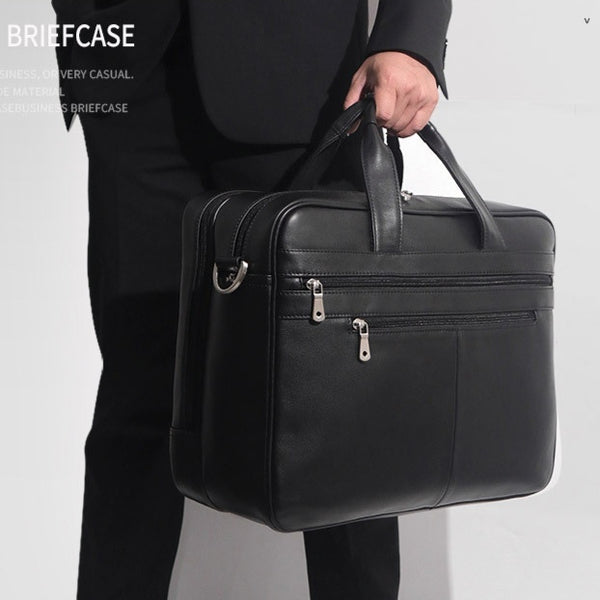 Leather Handbag Briefcase Napa Leather Comfortable Texture Men's Real-leather Bag