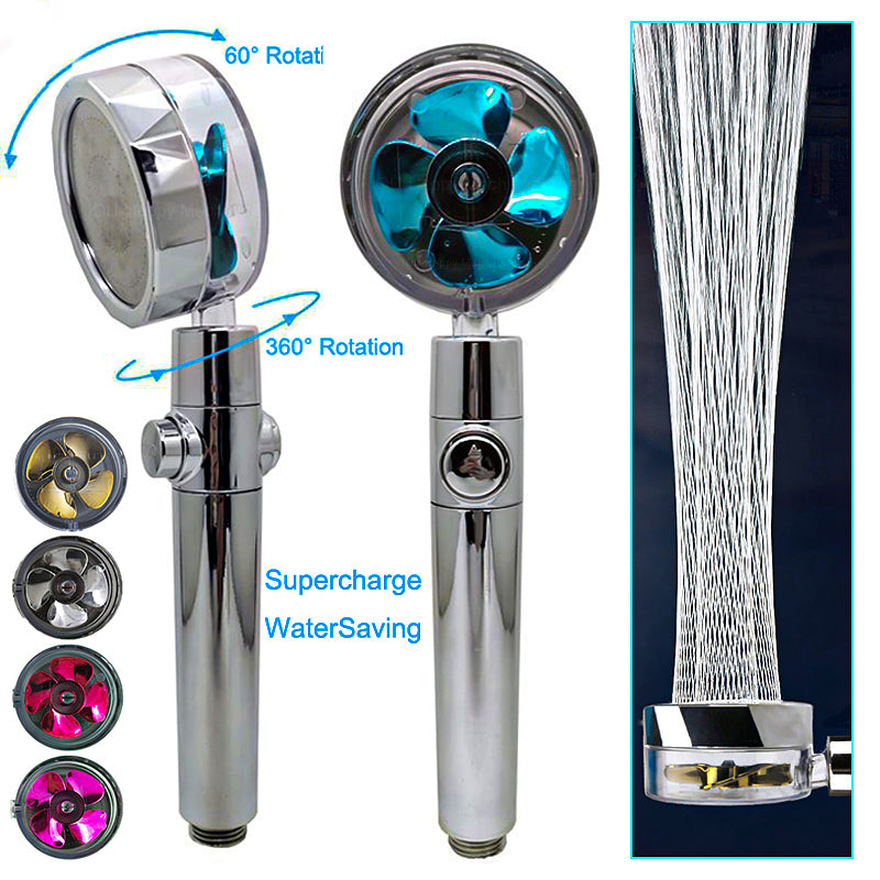 Shower Head Water Saving Flow 360 Degrees Rotating With Small Fan High Pressure Spray Nozzle Bathroom Accessories