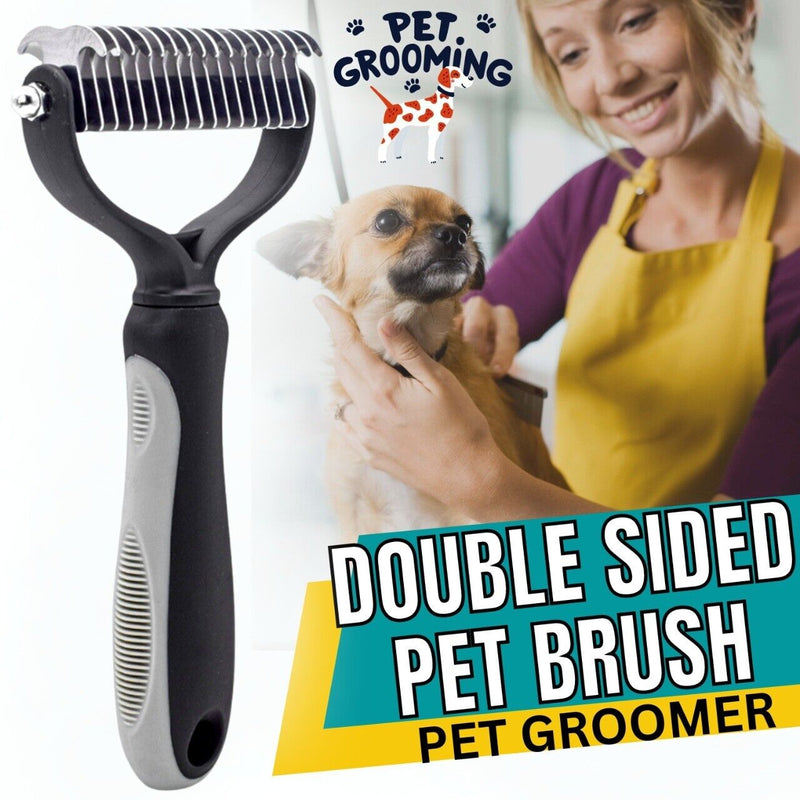 Pet Grooming Brush | Professional Pet Grooming Tool 2 Sided Undercoat Dog Cat Shedding Comb Brush Pet