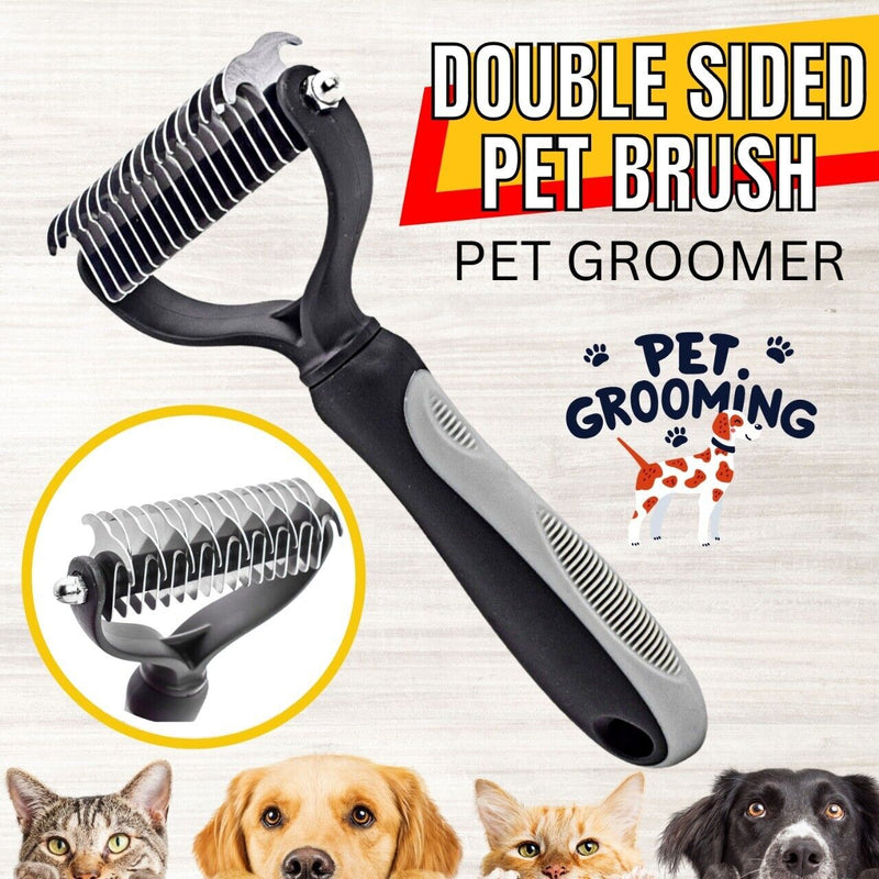 Pet Grooming Brush | Professional Pet Grooming Tool 2 Sided Undercoat Dog Cat Shedding Comb Brush Pet