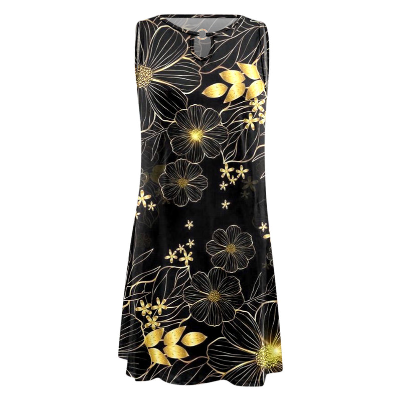 Women's Casual Printed Vest Sleeveless Dress