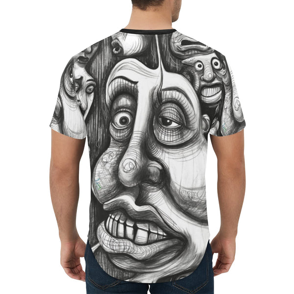 Men's All Over Print Curved Hem T-Shirt (T76)