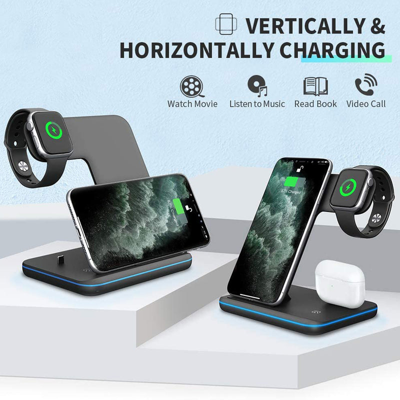 Mobile Phone Wireless Charger Stand Watch Earphone Wireless Charger 3 In 1 Wireless Charger Stand